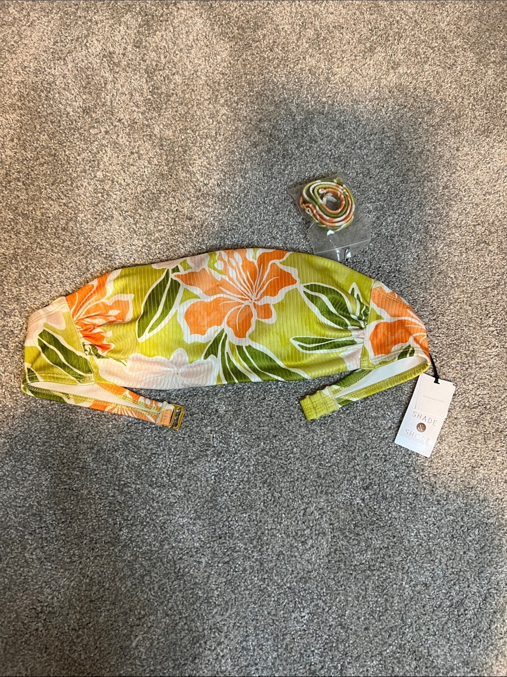 Shade & Shore Lime Green and Orange Floral Bandeau Mask